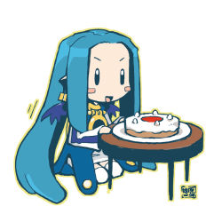 Rule 34 | blue hair, cake, disgaea, food, nippon ichi, phantom kingdom, trenia, wings