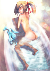 Rule 34 | 10s, 1girl, :t, ass, bath, bathing, bathtub, brown hair, completely nude, eimelle (nikukyuu), nude, pina (sao), short twintails, silica, sword art online, twintails, water