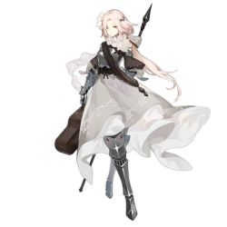 Rule 34 | 1girl, armor, armored boots, aug (girls&#039; frontline), aug (requiem array) (girls&#039; frontline), boots, breastplate, character name, closed mouth, crossed legs, flower, full body, gauntlets, girls&#039; frontline, hair between eyes, hair flower, hair ornament, hair ribbon, holding, knight, long hair, medieval, mole, mole under eye, official alternate costume, official art, pink hair, plate armor, ribbon, shoulder armor, smile (mm-l), solo, transparent background, watson cross, white flower, yellow eyes