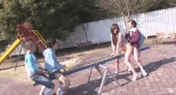 Rule 34 | 1girl, 3boys, actress request, age difference, animated, animated gif, asian, ass, ass grab, bottomless, hetero, incest, japanese (nationality), long hair, lowres, mother and son, multiple boys, no panties, outdoors, photo (medium), playground, rct-402, rocket (av), seesaw