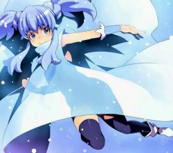 Rule 34 | 10s, 1girl, blue eyes, blue hair, cape, crown, cure princess, happinesscharge precure!, long hair, magical girl, precure, shirayuki hime, silhouette, smile, solo, tasaka shinnosuke, thighhighs, twintails