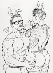 Rule 34 | 2023, 2boys, :o, abs, animal ears, arm hair, ass, back hair, bara, billy russell (dickfish), blush, boxers, bulge, chest hair, chinese zodiac, cigarette, couple, dickfish (fishismdick), facial hair, fake animal ears, frown, glasses, hairy, highres, holding, holding stuffed toy, jockstrap, john rottweil (dickfish), large pectorals, leg hair, looking at another, male focus, male underwear, mature male, multiple boys, muscular, muscular male, mustache, navel, navel hair, nipples, original, pectorals, rabbit ears, rabbit tail, scan, short hair, sideburns, sketch, standing, stomach, stuffed animal, stuffed rabbit, stuffed toy, tail, thick eyebrows, topless male, traditional media, underwear, underwear only, yaoi, year of the rabbit