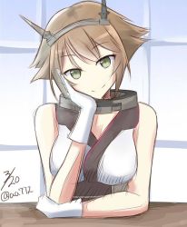 Rule 34 | 10s, 1girl, a.a (aa772), bad id, bad pixiv id, brown hair, green eyes, hairband, kantai collection, looking at viewer, mutsu (kancolle), short hair, smile, solo