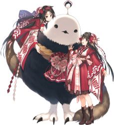 Rule 34 | 2girls, animal, animal ears, aquaplus, bird, boots, braid, breasts, brown hair, claws, closed mouth, cocopo (utawarerumono: itsuwari no kamen), dress, family, fang, feathers, flower, flower on head, hair between eyes, hair ornament, hair ribbon, hand on another&#039;s chest, hand on another&#039;s head, head tilt, headband, highres, knees, long hair, looking at another, looking at viewer, lying on another, mitsumi misato, multiple girls, official art, open mouth, raised eyebrows, red dress, red eyes, red flower, ribbon, rulutieh, shis, siblings, sisters, small breasts, smile, squirrel tail, tail, teeth, transparent background, twintails, utawarerumono, utawarerumono: futari no hakuoro, utawarerumono: itsuwari no kamen, utawarerumono: lost flag, very long hair