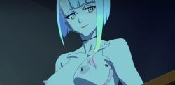 Rule 34 | 1girl, breasts, cyberpunk (series), cyberpunk edgerunners, female focus, highres, lucy (cyberpunk), nipples, screencap, third-party edit