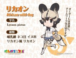 Rule 34 | 1girl, african wild dog (kemono friends), animal ears, extra ears, kemono friends, looking at viewer, official art, simple background, solo, tail, yoshizaki mine