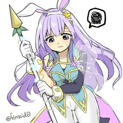 Rule 34 | 1girl, alternate costume, animal ears, circlet, fire emblem, fire emblem: genealogy of the holy war, fire emblem heroes, holding, holding weapon, julia (fire emblem), leotard, long hair, nintendo, playboy bunny, purple eyes, purple hair, rabbit ears, simple background, solo, spoken squiggle, squiggle, weapon, yukia (firstaid0)