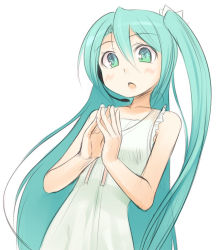 Rule 34 | 1girl, aqua eyes, aqua hair, bad id, bad pixiv id, blush, hatsune miku, headset, kakaon, long hair, own hands together, project diva (series), project diva 2nd, side ponytail, simple background, solo, very long hair, vocaloid