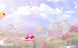 Rule 34 | 3d, bird, chick, cloud, kirby, kirby (series), nintendo, no humans, orioto, outdoors, plant, running, scenery, sky, wallpaper