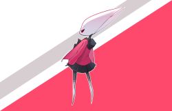 Rule 34 | 1girl, alternate costume, arms at sides, arthropod girl, bad id, bad pixiv id, black skin, black skirt, colored skin, female focus, from behind, full body, half-closed eyes, hollow knight, hood, hood down, hooded jacket, hornet (hollow knight), jacket, long sleeves, looking at viewer, looking back, miniskirt, multicolored skin, noob (pixiv 35498425), open clothes, open jacket, outline, pink background, pleated skirt, red eyes, red jacket, school uniform, serafuku, shiny skin, simple background, skirt, solo, standing, thighhighs, two-tone background, two-tone skin, white background, white outline, white skin, white thighhighs, zettai ryouiki, zipper, zipper pull tab