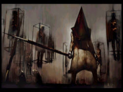 Rule 34 | 1boy, executioner, ito masahiro, monster, monster boy, no humans, official art, polearm, pyramid head, silent hill, silent hill (series), silent hill 2, spear, weapon