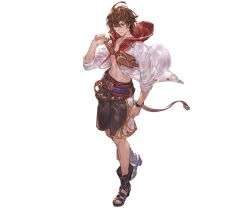 Rule 34 | 1boy, ahoge, arm up, bag, belt, bishounen, bracelet, brown bag, brown hair, downscaled, expressionless, floating clothes, full body, gladiator sandals, granblue fantasy, hair between eyes, hip bones, hood, hood down, jacket, jewelry, light frown, male focus, male swimwear, midriff, minaba hideo, official alternate costume, official art, open clothes, open jacket, pectorals, red eyes, resized, sandalphon (granblue fantasy), sandals, sleeves rolled up, standing, swim trunks, tachi-e, transparent background