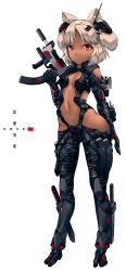 Rule 34 | 1girl, animal ear fluff, animal ears, breasts, camouflage, camouflage gloves, camouflage pants, chinese commentary, chinese text, commentary request, dark-skinned female, dark skin, fang zhenjun, fantasy, full body, gun, holding, holding gun, holding weapon, linea alba, looking at viewer, military, navel, open mouth, original, pants, red eyes, republic of china flag, simple background, small breasts, soldier, solo, standing, submachine gun, tactical clothes, translation request, two side up, weapon, white background, white hair, wide hips
