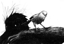 Rule 34 | animal, beak, bird, greyscale, hatching (texture), highres, horror (theme), monochrome, monster, no humans, no pupils, original, simple background, sketch, standing, white background, xreamm