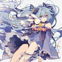 Rule 34 | + +, 1girl, ahoge, bare legs, bare shoulders, blue bow, blue choker, blue dress, blue eyes, blue garter, blue gloves, blue hair, blue nails, blue scarf, blue sleeves, bow, bow choker, bow legwear, bridal garter, brooch, choker, closed eyes, closed mouth, constellation print, dated, detached sleeves, dress, eyelashes, feet out of frame, fingerless gloves, frilled dress, frilled garter, frills, gloves, hair between eyes, hair bow, hair ornament, hairclip, hand on ground, hatsune miku, highres, holding, holding star, jewelry, layered dress, layered sleeves, long hair, long sleeves, looking at viewer, musical note, musical note print, nail polish, rabbit, rabbit yukine, scarf, short dress, short over long sleeves, short sleeves, simple background, sitting, smile, snowflake hair ornament, solo, sparkle, star (symbol), star brooch, star hair ornament, starry sky print, striped bow, striped choker, twintails, twitter username, two-sided dress, two-sided fabric, very long hair, vocaloid, white background, wide sleeves, yuki miku, yuki miku (2017), z6