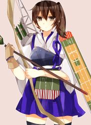 Rule 34 | 10s, 1girl, bad id, bad pixiv id, brown eyes, brown hair, highres, japanese clothes, kaga (kancolle), kantai collection, long hair, mipe, mipe (r kkk12), personification, pleated skirt, side ponytail, skirt, solo