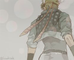 Rule 34 | 1boy, bad id, bad pixiv id, blonde hair, caesar anthonio zeppeli, facial mark, feather hair ornament, feathers, from behind, green jacket, feather hair ornament, headband, jacket, jojo no kimyou na bouken, kinouka, male focus, muted color, solo