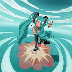 Rule 34 | closed eyes, green hair, hatsune miku, solo, sonson (eleven), tagme, thighhighs, twintails, vocaloid