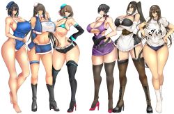 Rule 34 | 10s, 6+girls, alternate breast size, alternate costume, apron, arched back, arm behind back, armpits, ashigara (kancolle), bare legs, bare shoulders, barefoot, belt, beret, bikini, bikini top only, black eyes, black gloves, black hair, black legwear, black panties, blue eyes, boots, breasts, bridal garter, brown eyes, brown hair, brown legwear, buruma, choker, choukai (kancolle), cleavage, collarbone, competition swimsuit, covered erect nipples, covered navel, cross-laced footwear, curvy, detached sleeves, dress, elbow gloves, enmaided, frills, full body, garter belt, garter straps, glasses, gloves, gym shorts, gym uniform, hair bun, hair ornament, hairband, hairclip, hands on own hips, hat, high heel boots, high heels, highleg, highleg panties, highres, huge breasts, kantai collection, knee boots, lace-up boots, large breasts, lineup, long hair, looking at viewer, maid, maid apron, maya (kancolle), midriff, multiple girls, myoukou (kancolle), nachi (kancolle), name tag, navel, one-piece swimsuit, panties, ponytail, purple dress, red eyes, remodel (kantai collection), rimless eyewear, shoes, short hair, short shorts, short sleeves, shorts, side ponytail, simple background, single hair bun, skirt, sleeveless, smile, socks, standing, stomach, string bikini, swimsuit, takao (kancolle), thick thighs, thigh boots, thigh gap, thigh strap, thighhighs, thighs, umino mokuzu (a4 size), underwear, wavy hair, white background, white gloves, white legwear, wide hips