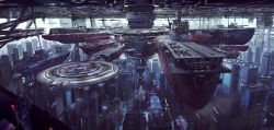 Rule 34 | aircraft, airship, city, cityscape, mecha, noba, original, outdoors, robot, scenery, science fiction, standing, vehicle focus