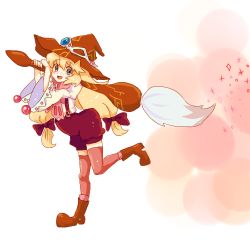 Rule 34 | 1girl, beryl benito, blonde hair, blue eyes, boots, hat, long hair, lowres, pachibi, ribbon, tales of (series), tales of hearts, thighhighs, twintails, witch hat