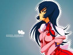 Rule 34 | 00s, 1girl, :o, arm between breasts, arm grab, between breasts, blue hair, breasts, checkered background, crossed arms, dress, earrings, elbow gloves, gloves, halftone, heart, jewelry, kotona elegance, large breasts, official art, official wallpaper, open mouth, pink gloves, polka dot, polka dot background, profile, purple eyes, sakai kyuuta, short dress, solo, turtleneck, upper body, wallpaper, zoids, zoids genesis