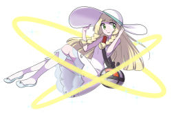 Rule 34 | 1girl, absurdres, bag, bare arms, bare shoulders, blonde hair, blue footwear, blunt bangs, blush, braid, closed mouth, collared dress, creatures (company), dress, duffel bag, full body, game freak, green eyes, handbag, hands on headwear, hat, highres, hoshitsuyu, kneehighs, lillie (pokemon), long hair, looking away, looking to the side, nintendo, poke ball theme, pokemon, pokemon sm, see-through, shoes, simple background, sleeveless, sleeveless dress, smile, socks, solo, sparkle, strap, sun hat, sundress, twin braids, white background, white dress, white hat, white socks