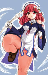 Rule 34 | gloves, hip focus, la pucelle, nippon ichi, pantyhose, prier, red hair, solo, thighs, wide hips