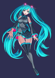 Rule 34 | 1girl, :o, absurdres, aqua hair, arms at sides, bad id, bad pixiv id, bare shoulders, black footwear, black shirt, black skirt, black thighhighs, boots, breasts, collar, collared shirt, colored eyelashes, detached sleeves, full body, glowing, green eyes, groin, hatsune miku, headgear, highres, hyoin, legs together, long hair, long sleeves, looking at viewer, medium breasts, open hand, open mouth, panties, pantyshot, pleated skirt, purple background, shirt, simple background, skirt, sleeveless, sleeveless shirt, solo, spread fingers, striped clothes, striped panties, thigh boots, thigh gap, thighhighs, thighs, twintails, underwear, very long hair, vocaloid