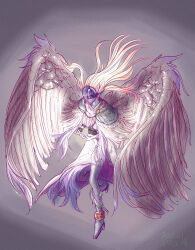 1girl angel angewomon digimon digimon_(creature) female_focus holyangemon holyangemon_priest_mode mask oridigi original solo wings