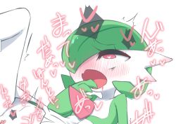Rule 34 | 1girl, ^^^, ahegao, blush, bob cut, clitoris, colored skin, creatures (company), cropped, drooling, erect clitoris, female focus, female orgasm, flat chest, game freak, gardevoir, gen 3 pokemon, green hair, green skin, hair over one eye, half-closed eyes, heart, heart-shaped pupils, highres, japanese text, leg up, looking up, m3 (gardevoir m3), mouth drool, multicolored skin, nintendo, nose blush, one eye covered, open mouth, orgasm, out-of-frame censoring, pokemon, pokemon (creature), pussy, red eyes, rolling eyes, short hair, simple background, solo, speech bubble, spoken heart, spread legs, stomach bulge, symbol-shaped pupils, translation request, trembling, two-tone skin, vaginal, white background, white skin