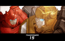 Rule 34 | 2boys, autobot, bumblebee, cliffjumper, glowing, glowing eyes, grin, horns, letterboxed, mecha, multiple boys, realistic, robot, science fiction, smile, solid eyes, transformers, xiling
