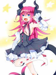 Rule 34 | 10s, 1girl, blue eyes, claws, detached sleeves, dress, elizabeth bathory (fate), elizabeth bathory (fate/extra ccc), elizabeth bathory (first ascension) (fate), fate/extra, fate/extra ccc, fate (series), horns, kino hazuki, pink hair, pointy ears, pointy footwear, shoes, solo, tail, two side up