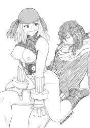Rule 34 | 1boy, 1girl, bad id, bad pixiv id, blush, boku no hero academia, breasts, breasts out, clenched teeth, clothed sex, clothes lift, eraser head (boku no hero academia), girl on top, greyscale, hetero, highres, medium breasts, monochrome, ms. joke, nipples, no pants, reverse cowgirl position, sex, sex from behind, shirt lift, shoganight, sketch, smile, straddling, sweatdrop, teeth, twitter username
