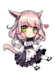 Rule 34 | 10s, 1girl, :o, animal ears, apron, aruma jiki, blush, bow, bowtie, cat ears, cat tail, chibi, dress, eyebrows, facial mark, final fantasy, final fantasy xiv, frilled apron, frilled dress, frilled sleeves, frills, full body, green eyes, light brown hair, looking at viewer, lowres, maid, miqo&#039;te, open mouth, pantyhose, shoes, short hair, short sleeves, simple background, solo, tail, waist apron, warrior of light (ff14), white apron, white pantyhose, wrist cuffs
