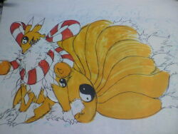 Rule 34 | digimon, digimon (creature), kitsune, kyubimon, kyuubi, multiple tails, tail