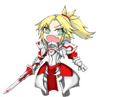 Rule 34 | 1girl, armor, blonde hair, fate/apocrypha, fate/grand order, fate (series), mordred (fate), mordred (fate/apocrypha), mordred (mythology), sword, weapon