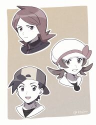 Rule 34 | 1girl, 2boys, 50gjuu, :d, backwards hat, baseball cap, bow, closed mouth, commentary request, cowlick, creatures (company), ethan (pokemon), game freak, grin, hat, hat bow, highres, jacket, long hair, looking at viewer, lyra (pokemon), multiple boys, nintendo, open mouth, outline, pokemon, pokemon hgss, shirt, silver (pokemon), smile, teeth, tongue, twintails, upper teeth only