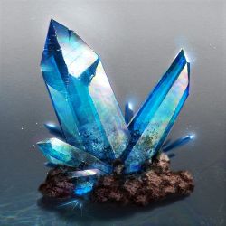 Rule 34 | blue gemstone, blue theme, cluseller, crystal, gem, gradient background, grey background, light particles, no humans, original, rock, simple background, still life