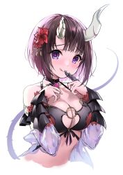 Rule 34 | 1girl, breasts, demon girl, demon horns, eriko (princess connect!), highres, horns, large breasts, misekiss, princess connect!, swimsuit, tagme