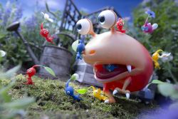 Rule 34 | alien, blue pikmin, blue sky, bulborb, cloud, dutch angle, eating, fangs, flower, flying pikmin, highres, moss, nintendo, no humans, official art, official wallpaper, outdoors, pikmin (creature), pikmin (series), pikmin 3, plant, red pikmin, rock pikmin, running, sky, vore, wallpaper, watering can, yellow pikmin