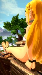 Rule 34 | 1girl, absurdres, ass, barefoot, bdsm, blonde hair, bondage, bound, bound ankles, bound legs, bound wrists, breasts, cleave gag, cloth gag, gag, gagged, highres, hyrule warriors: age of calamity, improvised gag, legs, nintendo, nipples, nude, onmodel3d, over the mouth gag, princess zelda, sheikah slate, the legend of zelda, the legend of zelda: breath of the wild, thighs