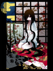 Rule 34 | 1girl, egasumi, japanese clothes, lace, long hair, original, palmeros, solo, undressing