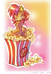 Rule 34 | 1girl, animal ears, animal hands, archie comics, ass, barefoot, edtropolis, feet, female focus, food, furry, furry female, looking back, mini person, minigirl, naughty face, nude, popcorn, sally acorn, smile, soles, solo, sonic (series), tail, toes
