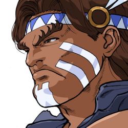 Rule 34 | facepaint, feathers, headband, lowres, male focus, serious, street fighter, tagme, thunder hawk