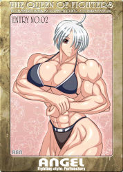Rule 34 | 1girl, abs, angel (kof), breasts, extreme muscles, female focus, flexing, muscular, ren (tainca2000), snk, solo, swimsuit, the king of fighters