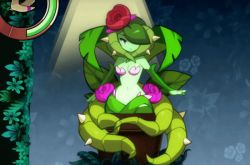 Rule 34 | 1girl, animated, arms up, breasts, closed eyes, flower, monster girl, navel, plant girl, red eyes, rose, shantae (series), shantae and the seven sirens, spotlight, thorns, water lily siren