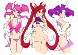 Rule 34 | breasts, highres, jinx (league of legends), large breasts, league of legends, magical girl, pink eyes, pink hair, pixeycube1987, star guardian (league of legends), star guardian janna, star guardian jinx, star guardian lux, twintails