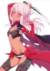 Rule 34 | 1girl, chloe von einzbern, fate/kaleid liner prisma illya, fate (series), flat chest, highres, holding, holding weapon, kanshou &amp; bakuya (fate), licking lips, long hair, looking at viewer, m-da s-tarou, pink hair, solo, stomach tattoo, tagme, tattoo, tongue, tongue out, weapon, yellow eyes