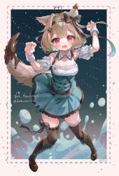 Rule 34 | 1girl, absurdres, animal ear fluff, animal ears, blush, breasts, colored inner hair, copyright request, detached collar, hair ornament, highres, looking at viewer, medium breasts, multicolored hair, open mouth, solo, syukonbu, tagme, tail, thighhighs, virtual youtuber